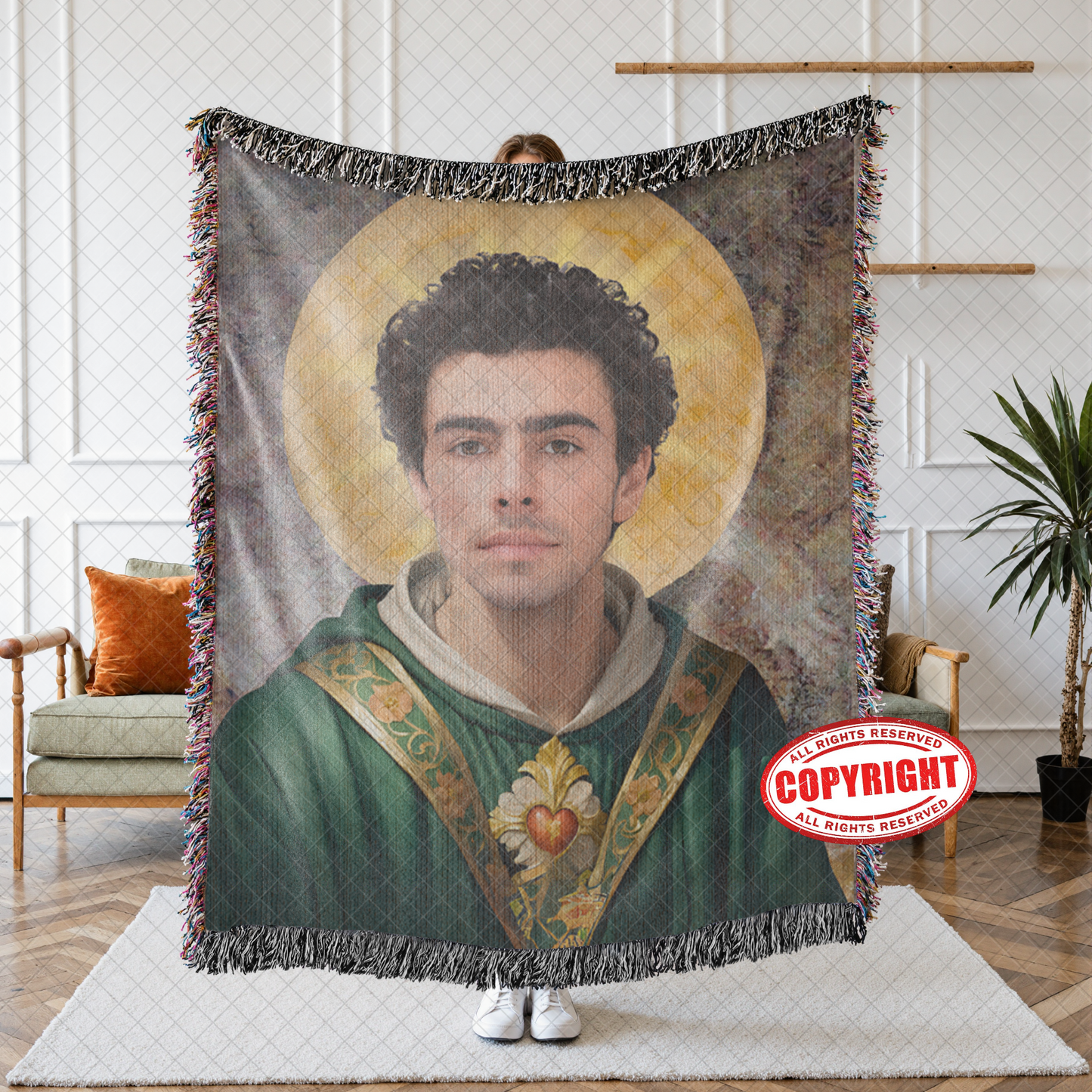 Saint Luigi Blanket - Woven Fringe Blanket