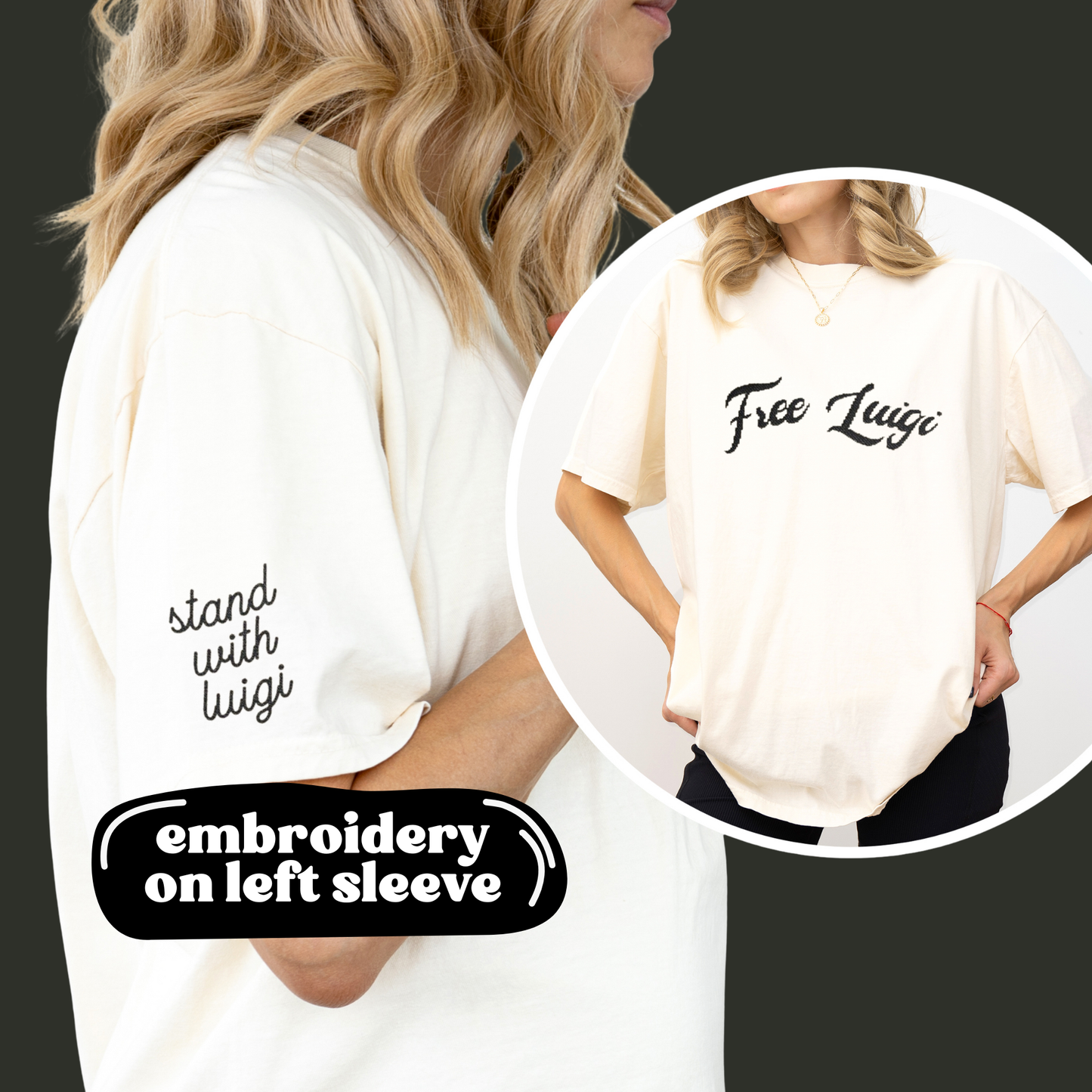Luigi Mangione T-shirt - Comfort Colors Unisex Embroidered T-shirt