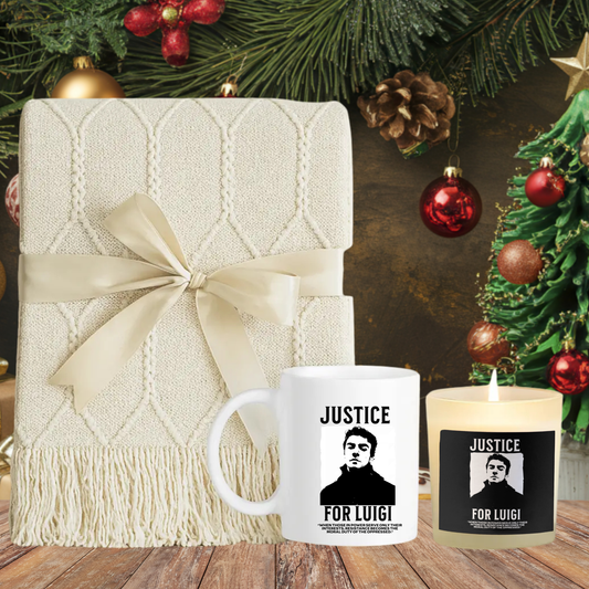 Luigi Mangione Candle Mug & Blanket Gift Set