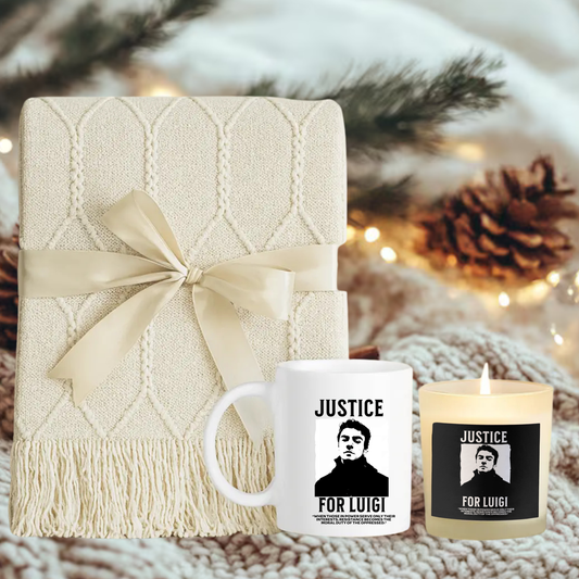 Luigi Mangione Candle Mug & Blanket Gift Set
