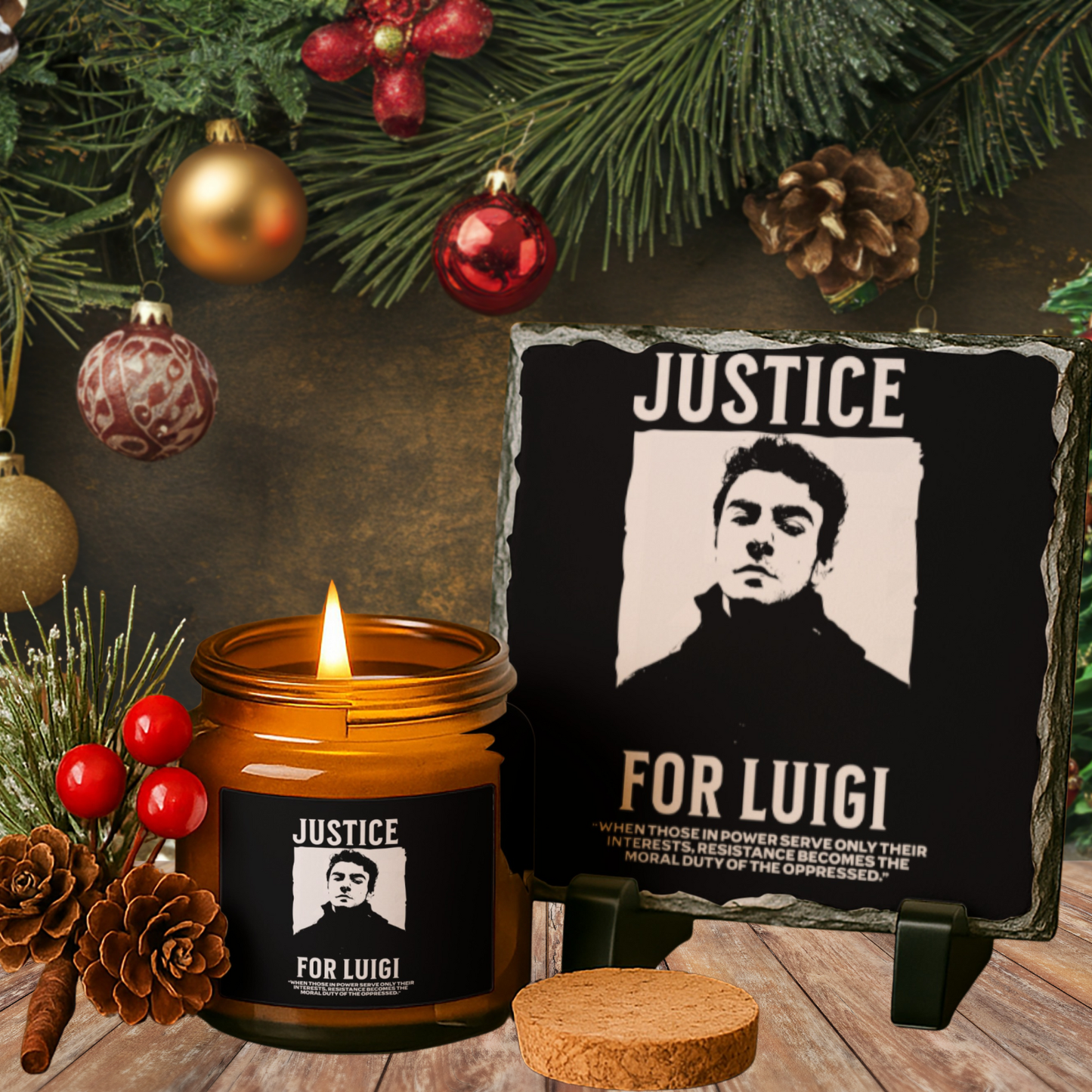 Luigi Mangione Candle & Frame Gift Set