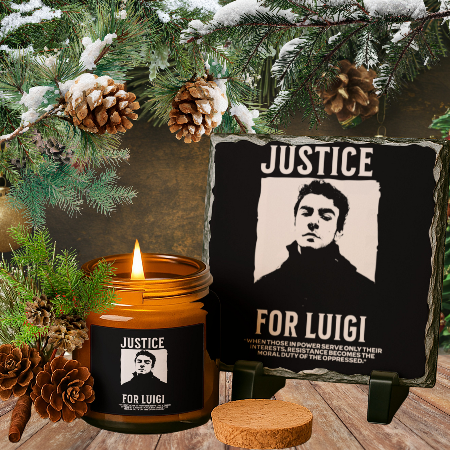 Luigi Mangione Candle & Frame Gift Set