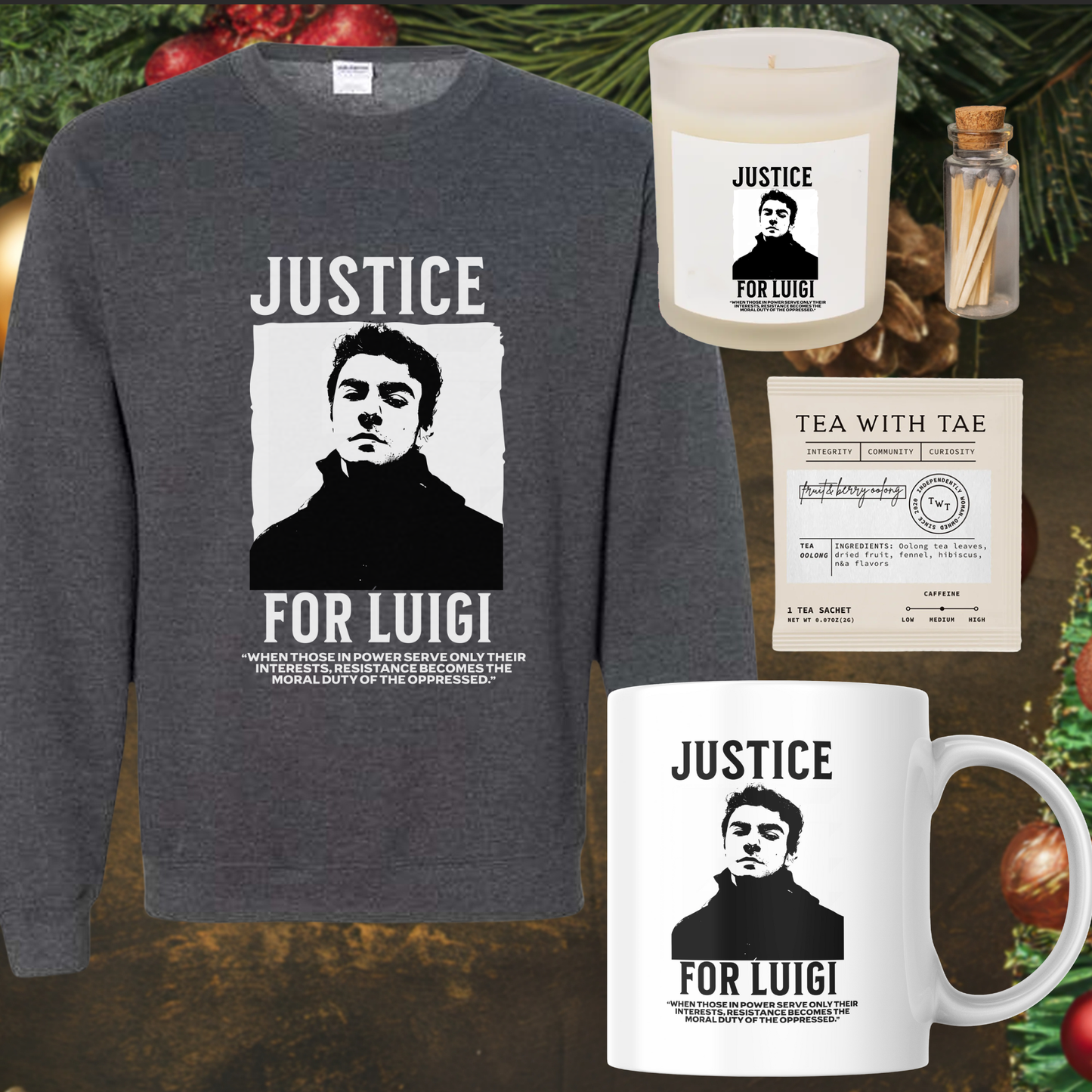 Luigi Mangione Sweatshirt & Mug Gift Set