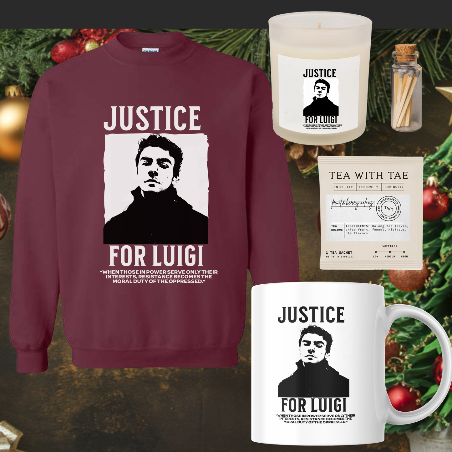 Luigi Mangione Sweatshirt & Mug Gift Set